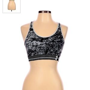 Under Armour Black White Racerback Sports Bra - Size Large